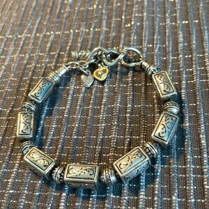 Brighton bracelet, 9” in length, silver tone, scrollwork beads, great condition